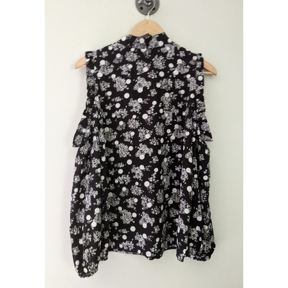 Draper James Winter Dot Cold Shoulder Black  Top - Picture 4 of 10